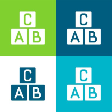 ABC Blokları Düz 4 renk en küçük simge kümesi