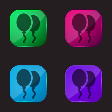 Balonlar dört renkli cam düğme simgesi