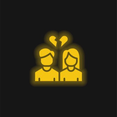 Break Up yellow glowing neon icon clipart