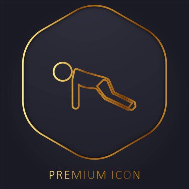 Boy Doing Pushups golden line premium logo or icon clipart
