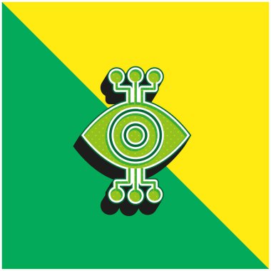Biyonik Göz Yeşili ve Sarı 3D vektör simgesi logosu