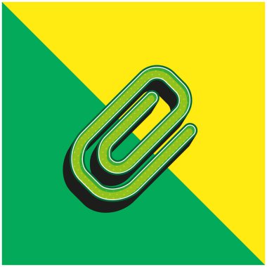 Eklenti Bir Kağıt Ataç Çapraz Sembolü Yeşil ve Sarı Modern 3d vektör logosu