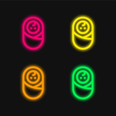 Bebek dört renk parlayan neon vektör simgesi