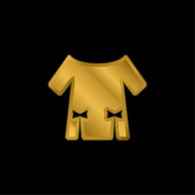İki Kurdeleli bluz. Altın kaplama metal ikon veya logo vektörü.