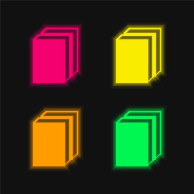 Parlayan dört renk neon vektör simgesi kitaplarıName