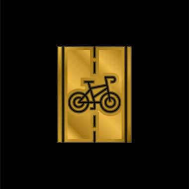 Bisiklet Yolu altın kaplama metalik simge veya logo vektörü