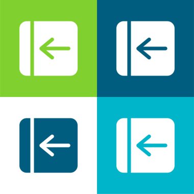 Arka Ok Katı Kare Düğmesi Düz 4 renk minimal simgesi seti