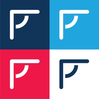 Açısal cetvel mavi ve kırmızı dört renk en az simge kümesi