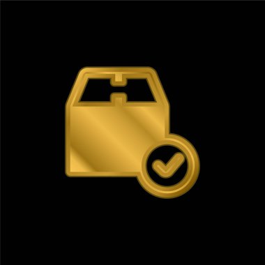 Kutu altın kaplama metalik simge veya logo vektörü