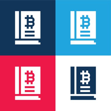 Bitcoin mavi ve kırmızı dört renk minimal simge kümesi