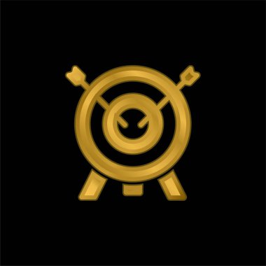Okçuluk altın kaplama metalik simge veya logo vektörü