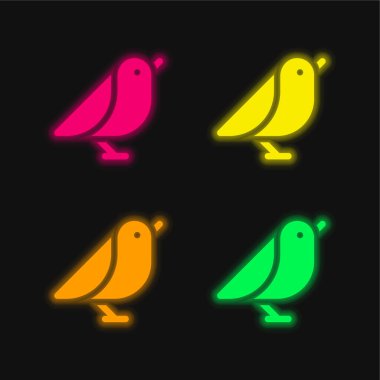 Kuş dört renk parlayan neon vektör simgesi