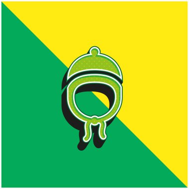 Bebek Şapkası Yeşil ve Sarı 3D modern vektör simgesi logosu