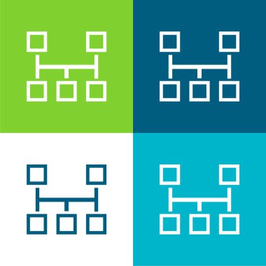 Bloklar Şema Düz 4 renk minimal simgesi seti