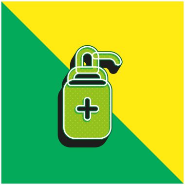 Antibakteriyel jel yeşil ve sarı 3D vektör simgesi logosu