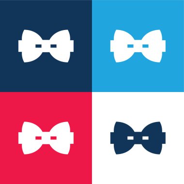 Baş mavi ve kırmızı dört renk minimal simge kümesi