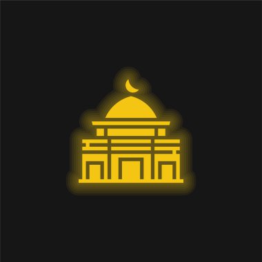 Al Aqsa Camii sarı parlak neon simgesi