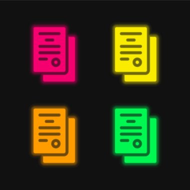 Anlaşma dört renk parlayan neon vektör simgesi