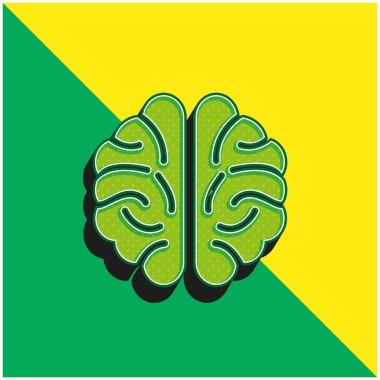 Beyin Yeşili ve Sarı Modern 3D vektör simgesi logosu