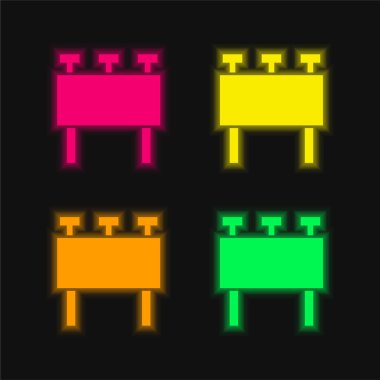Billboard dört renk parlayan neon vektör simgesi