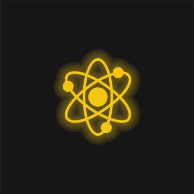 Atomlar sarı parlayan neon simgesi