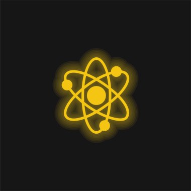 Atoms yellow glowing neon icon clipart
