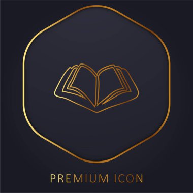 Kitap El Çizimi Açılmış Araç Altın Satır prim logosu veya simgesi