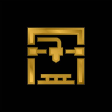3d yazıcı altın kaplama metalik simge veya logo vektörü