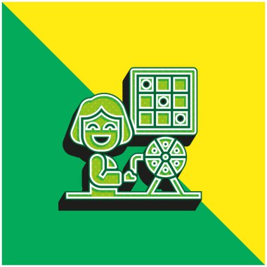 Bingo Green and yellow modern 3d vector icon logo clipart
