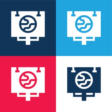 Billboard mavi ve kırmızı dört renk minimal simge kümesi