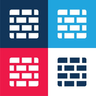 Tuğla mavi ve kırmızı dört renk minimal simge kümesi