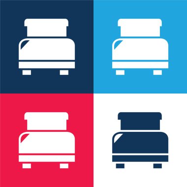 Siyah yatak mavi ve kırmızı dört renk minimal simge kümesi