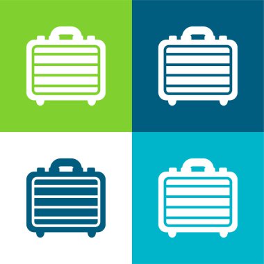 Evrak çantası Düz 4 renk minimal simgesi seti