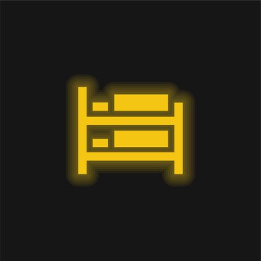 Berth Bed yellow glowing neon icon clipart