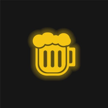 Beer Pint yellow glowing neon icon clipart