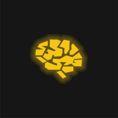 Beyin sarısı parlak neon simgesi