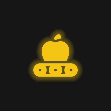 Apple yellow glowing neon icon clipart