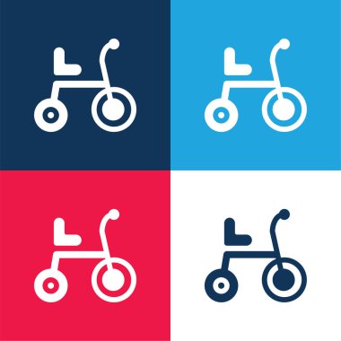 Bisiklet mavi ve kırmızı dört renk en az simge kümesi