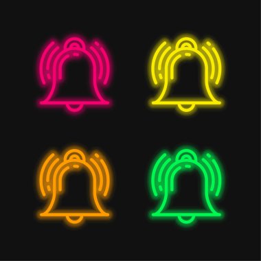 Alarm dört renk parlayan neon vektör simgesi