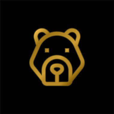 Bear gold plated metalic icon or logo vector clipart