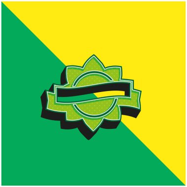 Yeşil ve sarı 3d vektör logosuna sahip Dairesel Çiçek Şeklinin Etiketi Ödülü