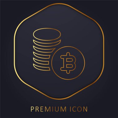 Bitcoin altın çizgisi prim logosu veya simgesi