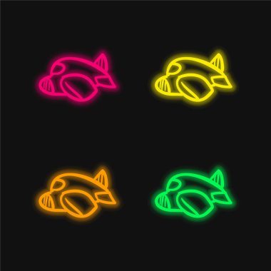 Uçak Oyuncak dört renk parlayan neon vektör simgesi