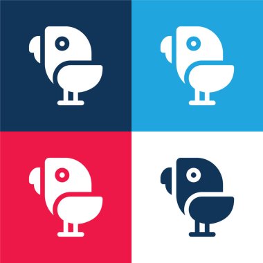 Bird blue and red four color minimal icon set clipart