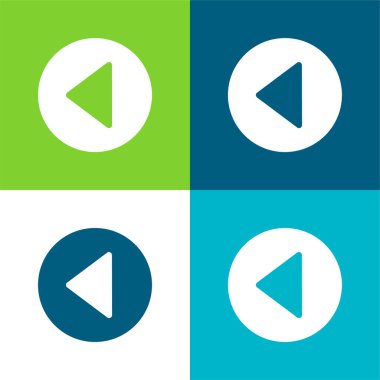 Arka Sol Ok Dairesel Düğmesi Düz 4 renk minimal simgesi seti