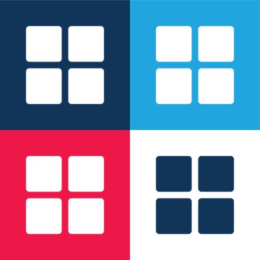 Mavi ve kırmızı dört rengi en küçük simge setine engeller