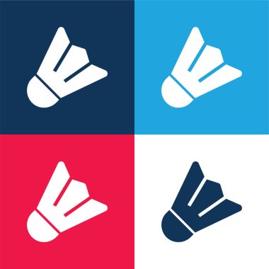 Badminton blue and red four color minimal icon set clipart