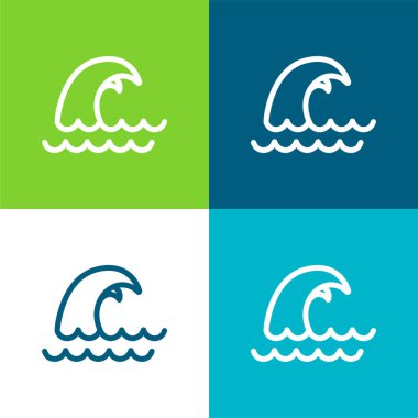 Big Wave Flat four color minimal icon set clipart