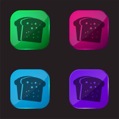 Breakfast Bread Toasts four color glass button icon clipart