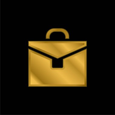Evrak çantası altın kaplama metalik simge veya logo vektörü